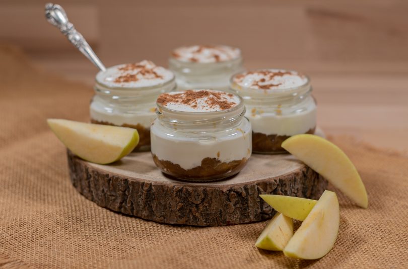 Greek yogurt with applesauce and cinnamon